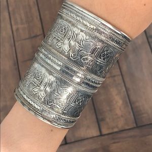 Forever 21 Silver Elephant Boho Cuff Bracelet
